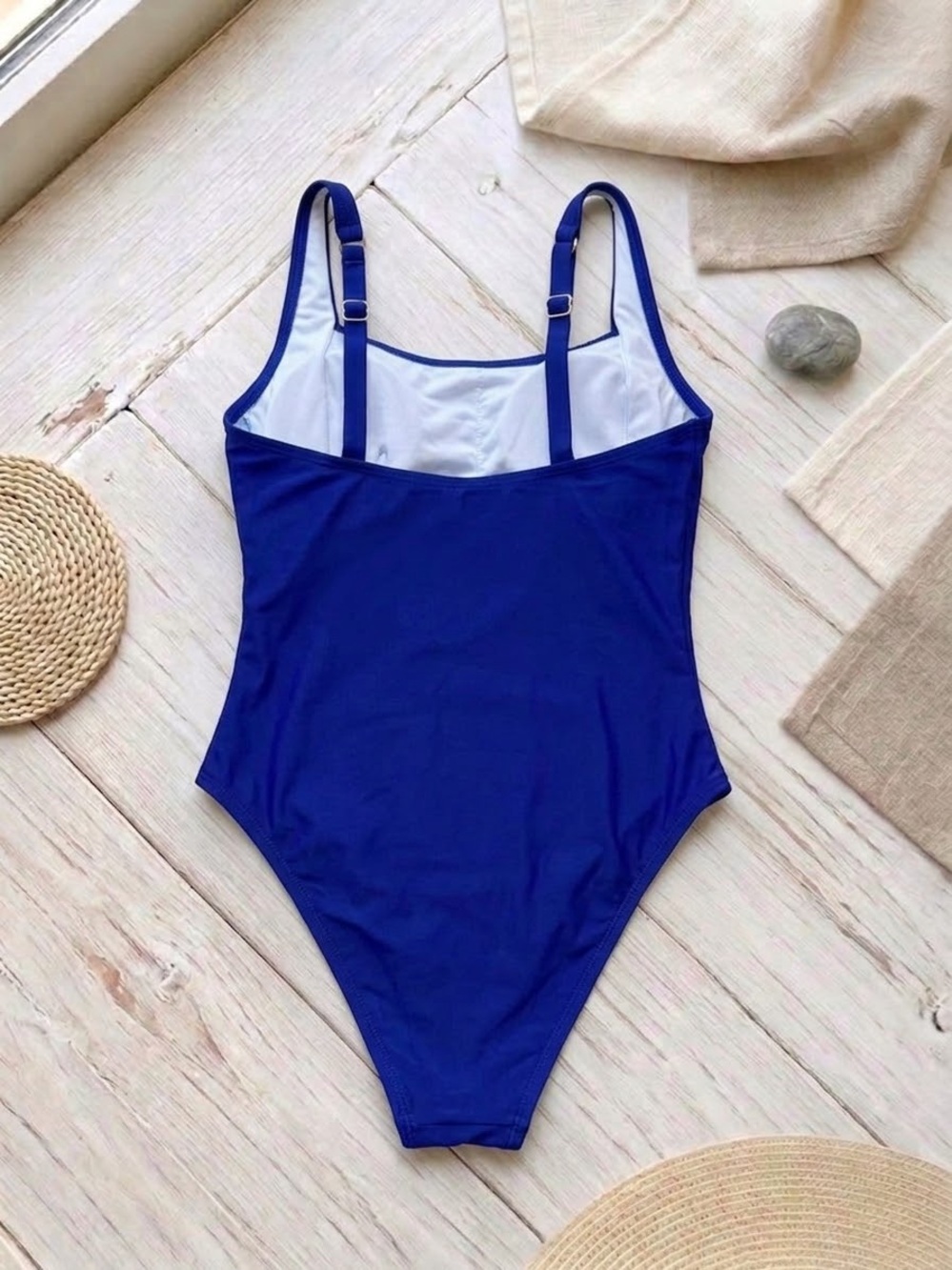 NWT Cupshe Cobalt Blue Tummy Control One-Piece Swimsuit - M - Picture 2 of 7